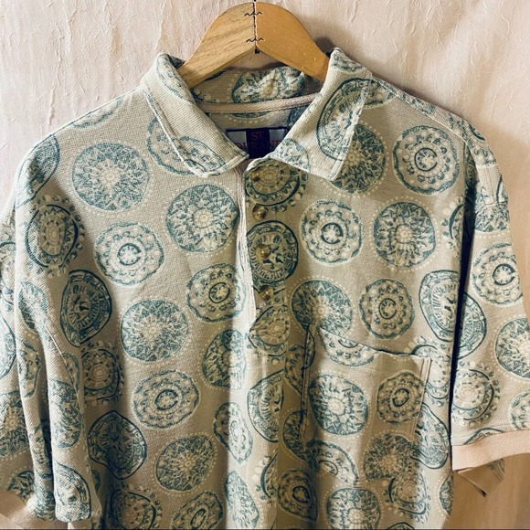 Vintage 90s St.Durand Short Sleeve Cotton Patterned Polo - Picture 8 of 9